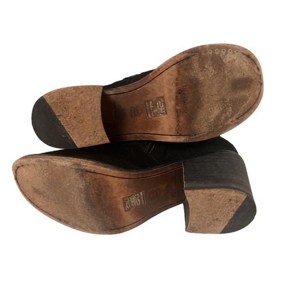 JL J. Litvack Moto Boots Booties Black Suede Four Buckle Chunky Stacked Heel - Picture 11 of 16